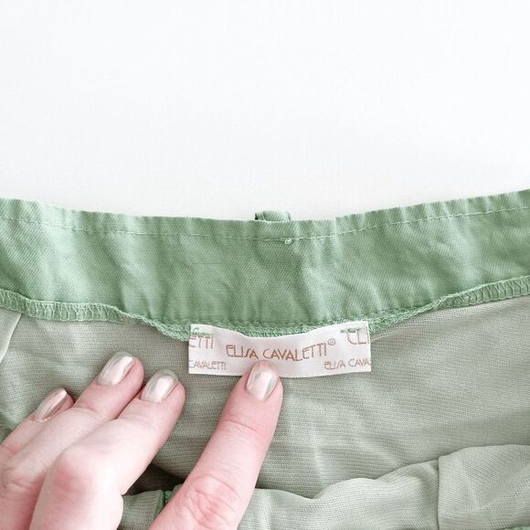 Elisa Cavaletti Women's Green Tiered Pockets Midi Peasant Skirt Large - Picture 3 of 7